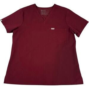 Figs Burgundy Scrub Top Catarina One-Pocket Women's XL Medical Nursing Health